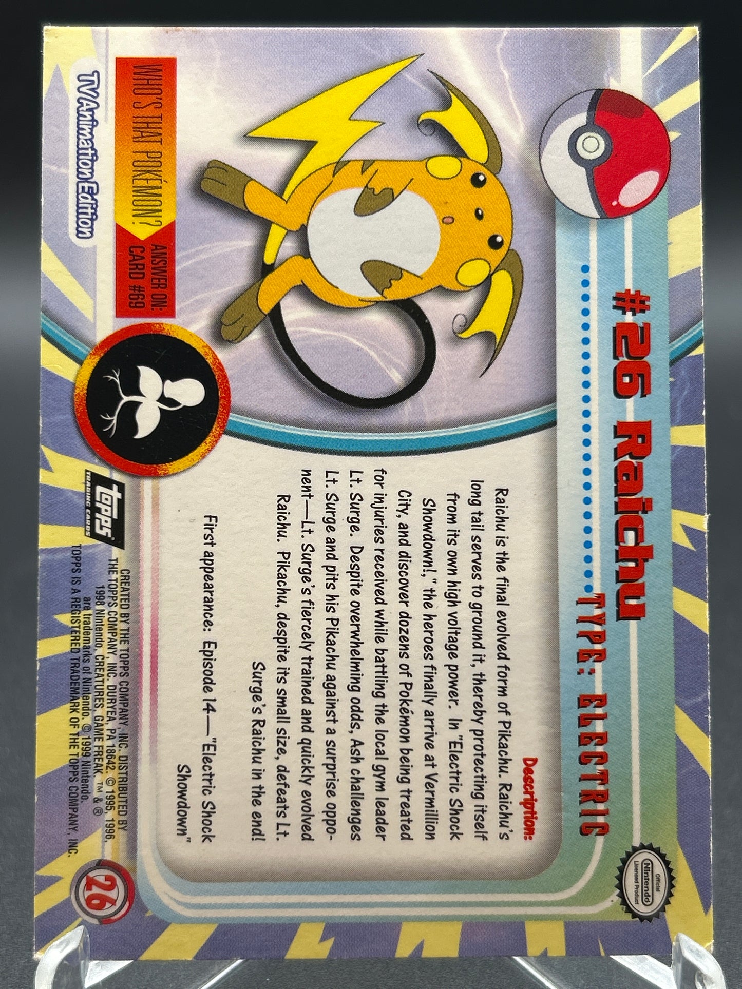 Pokémon: Raichu - #26 - Topps Chrome TV Animation Edition