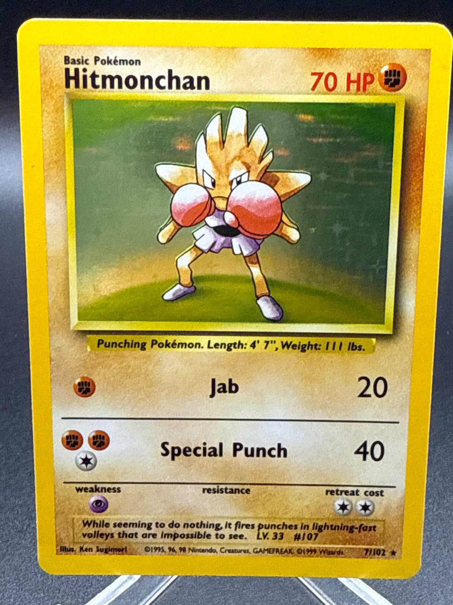 Pokémon TCG: 1999 Hitmonchan 7/102 Base Set Holo