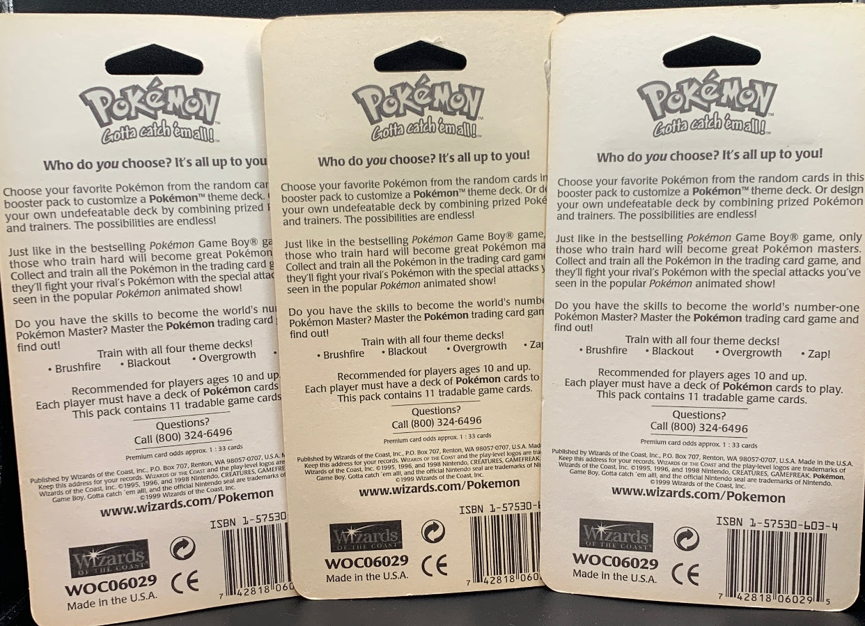 Pokémon TCG: Base Set - Blister Booster Pack WOTC Sealed - Full Art Set - Charizard, Venusaur & Blastoise