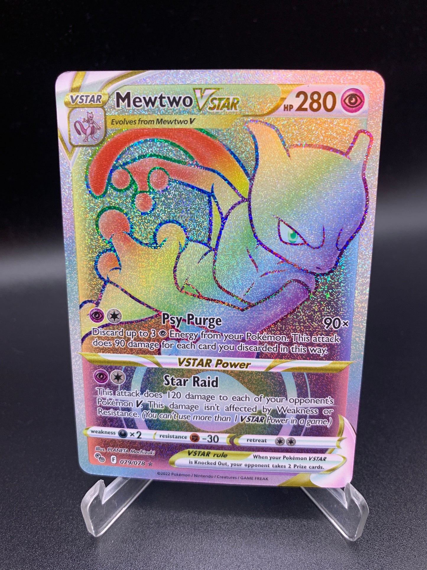Pokemon TCG 2022 Mewtwo VSTAR 079/078 Pokemon Go Rainbow