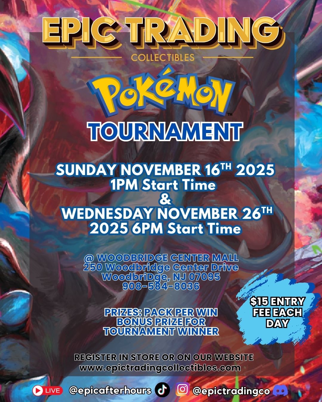 EPIC Pokémon Tournament - Wednesday - 11/26/2025 - Woodbridge
