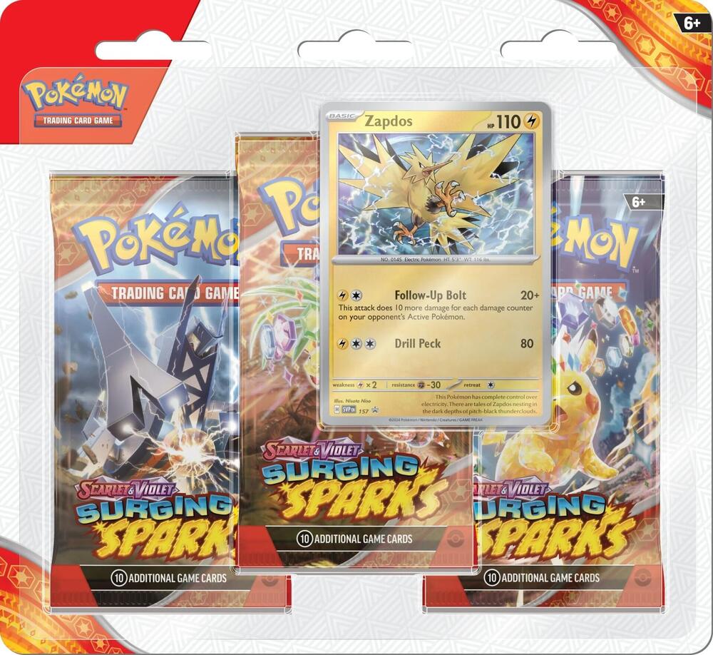 Pokémon TCG: Scarlet & Violet - Surging Sparks - 3 Pack Blister (Style May Vary)