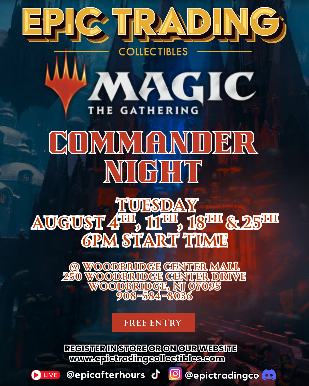 EPIC Magic the Gathering TCG - Weekly Commander - Woodbridge