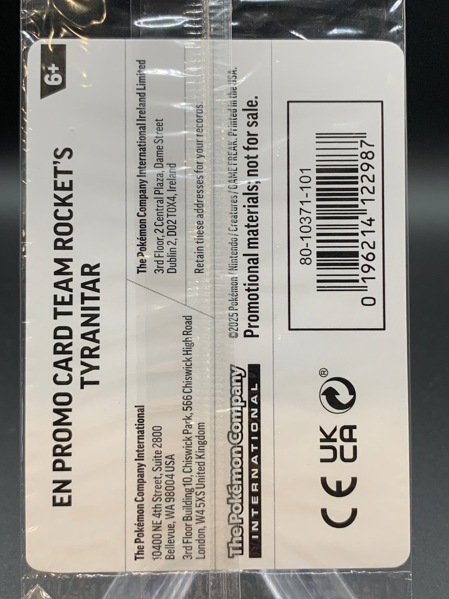 Pokémon TCG: 2025 Team Rocket's Tyranitar - 096/182 - SVP: Destined Rivals Pokémon Center Sealed Promo