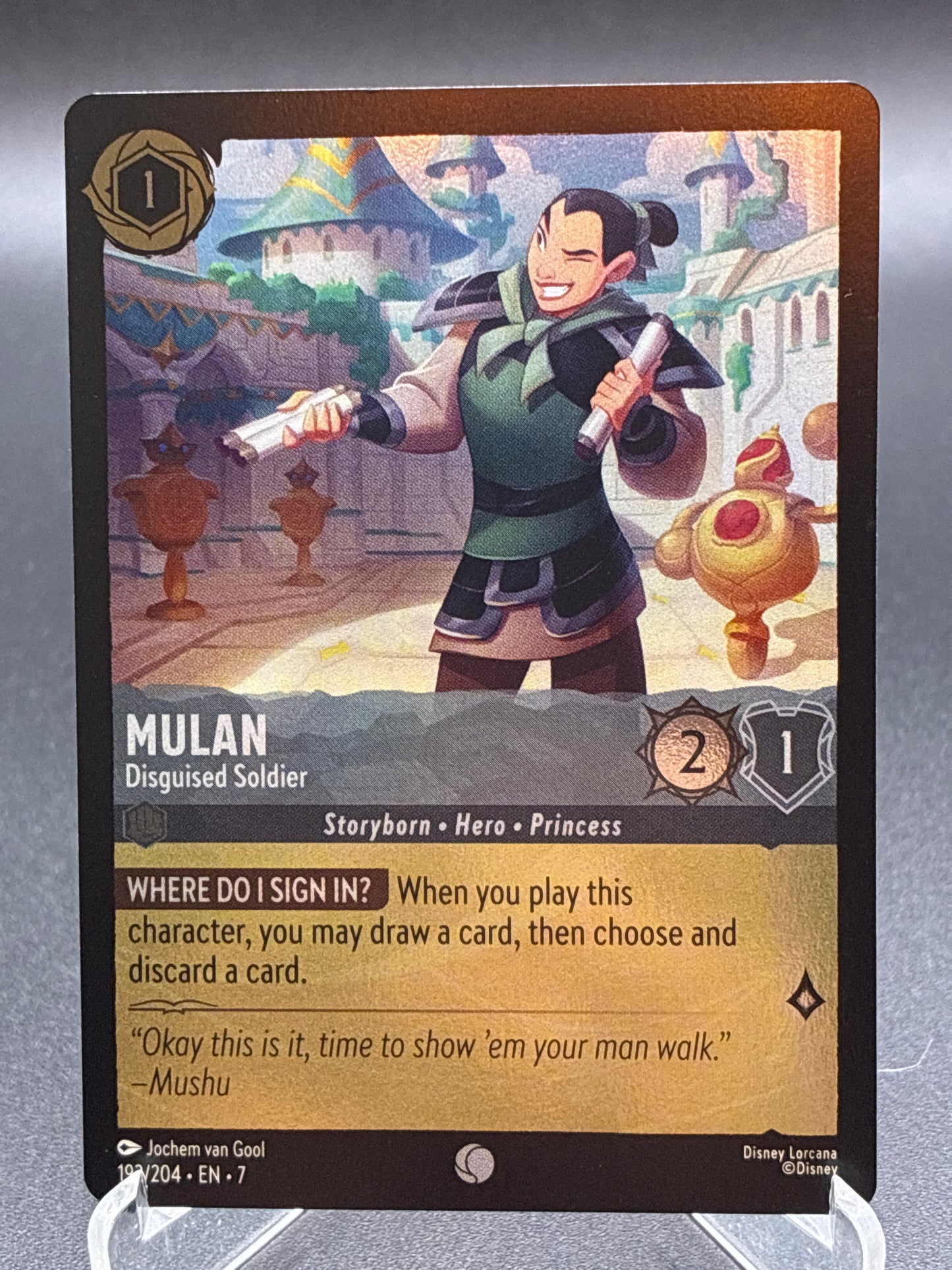 Lorcana TCG: Mulan Disguised Soldier (Cold Foil) 193/204 Archazia's Island