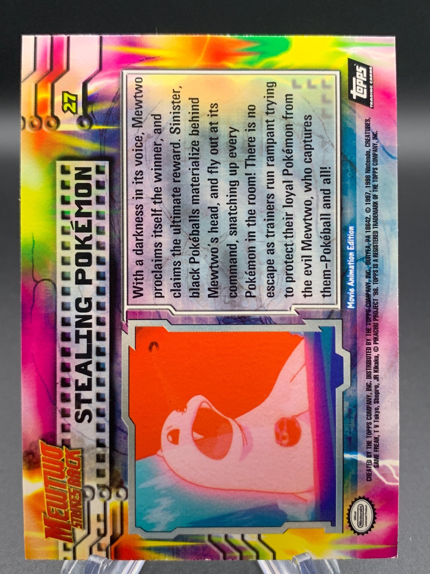 Pokémon TCG: Topps Pokémon Stealing Pokémon - #27 - Mewtwo Strikes Back Movie Animation Edition Holo Textured