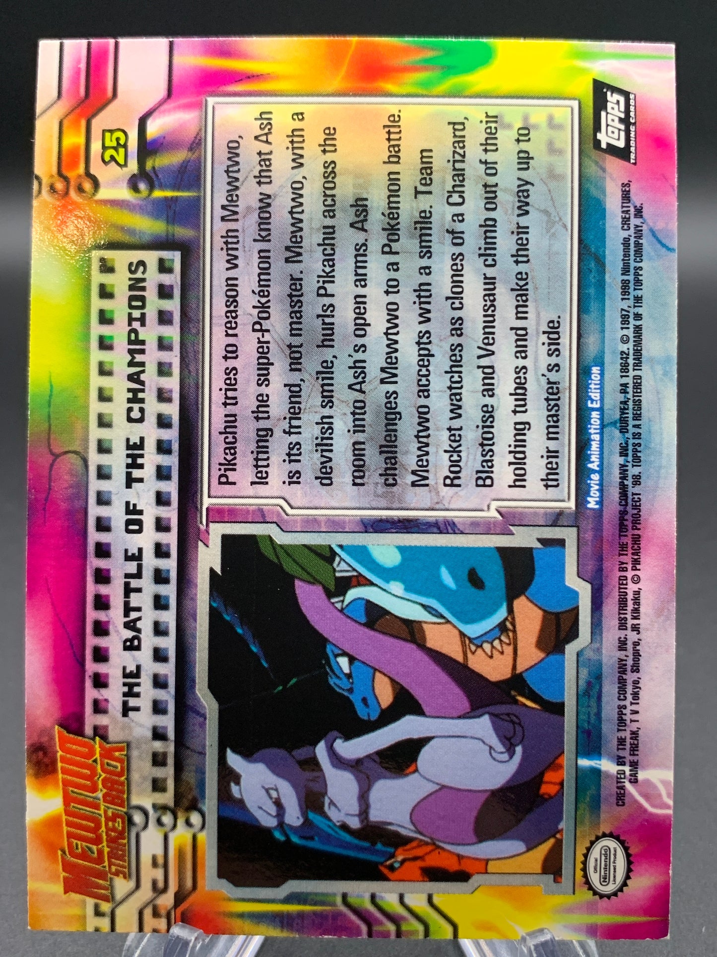 Pokémon TCG: Topps Pokémon The Battle of the Champions - #25 - Mewtwo Strikes Back Movie Animation Edition Holo Textured