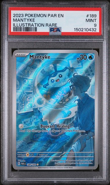 PSA 9 Pokémon TCG: 2023 Mantyke 189/182 - Paradox Rift Illustration rare