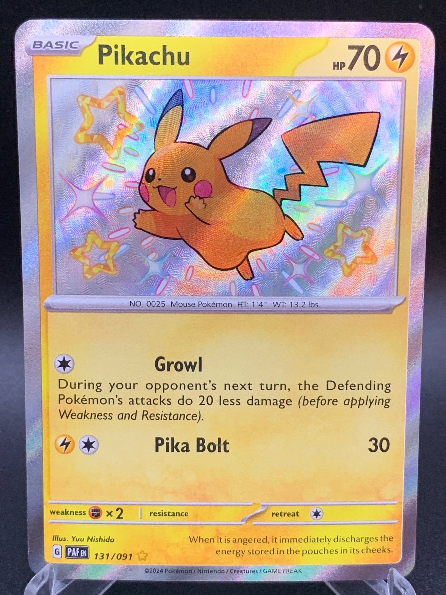 Pokémon TCG: 2023 Pikachu 131/091 S&V Paldean Fates Baby Shiny (DAMAGE)