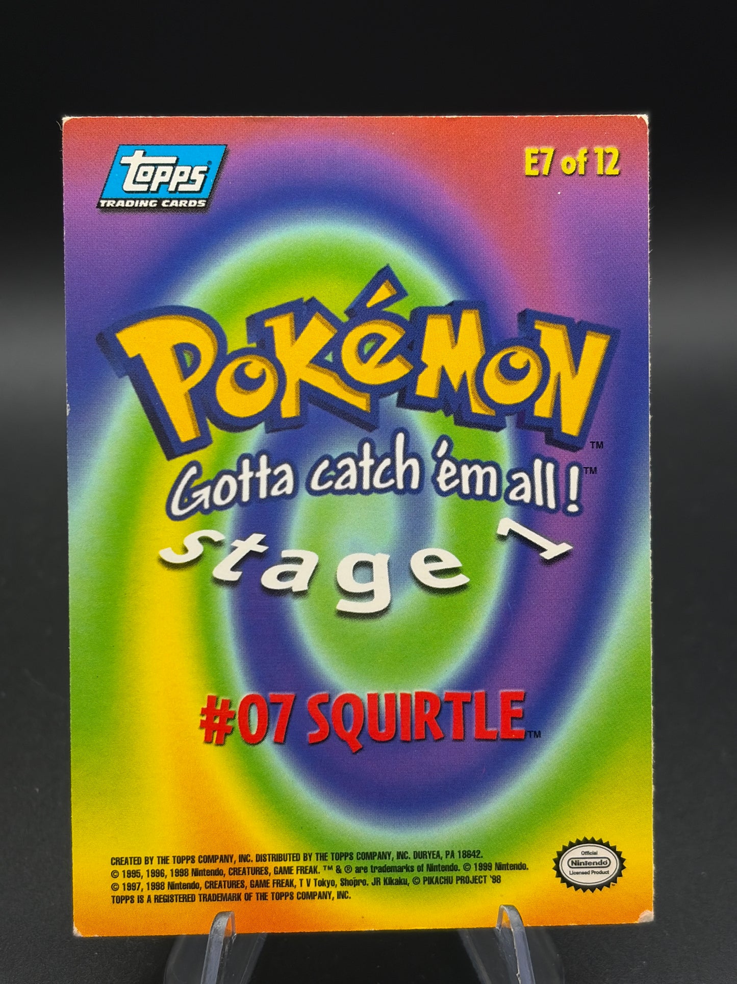 Pokémon: 1998 #07 Squirtle - E7 of 12 - Topps Trading Cards