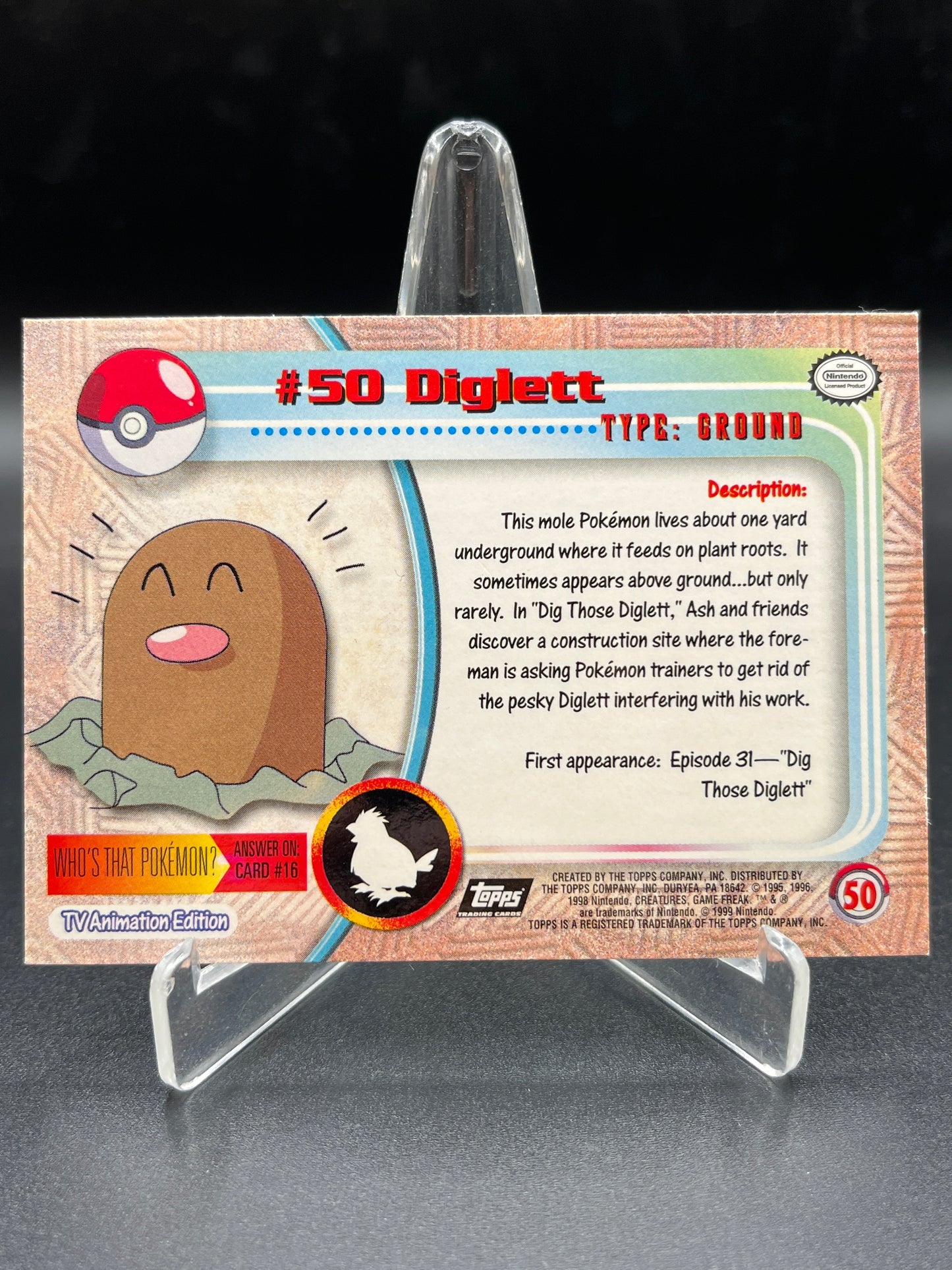 Pokémon TCG: 1999 Diglett #50 - Topps Pokémon TV Series Holo
