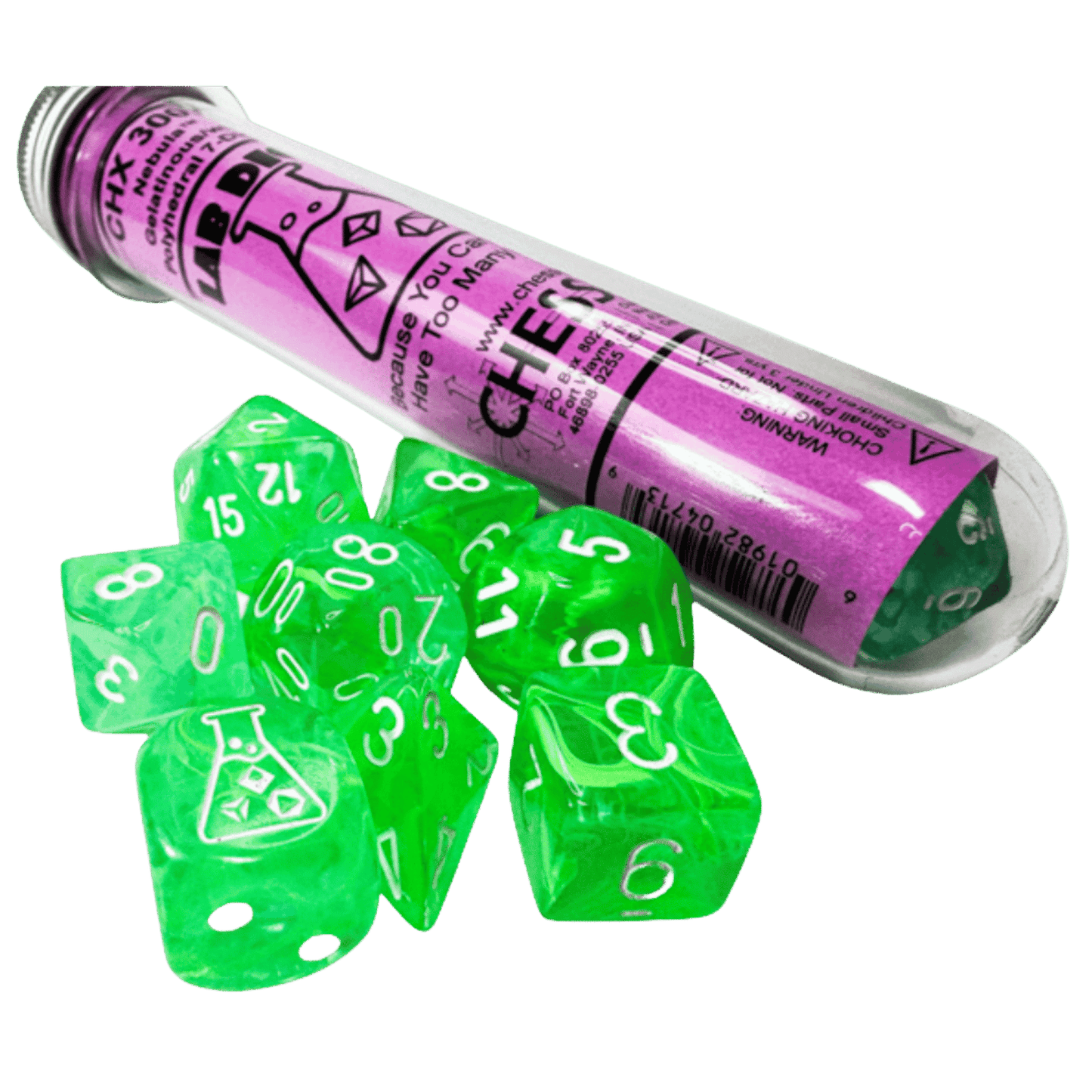 Chessex: Dice Poly Lab 9 Nebula Gelatinous/White 7ct Set