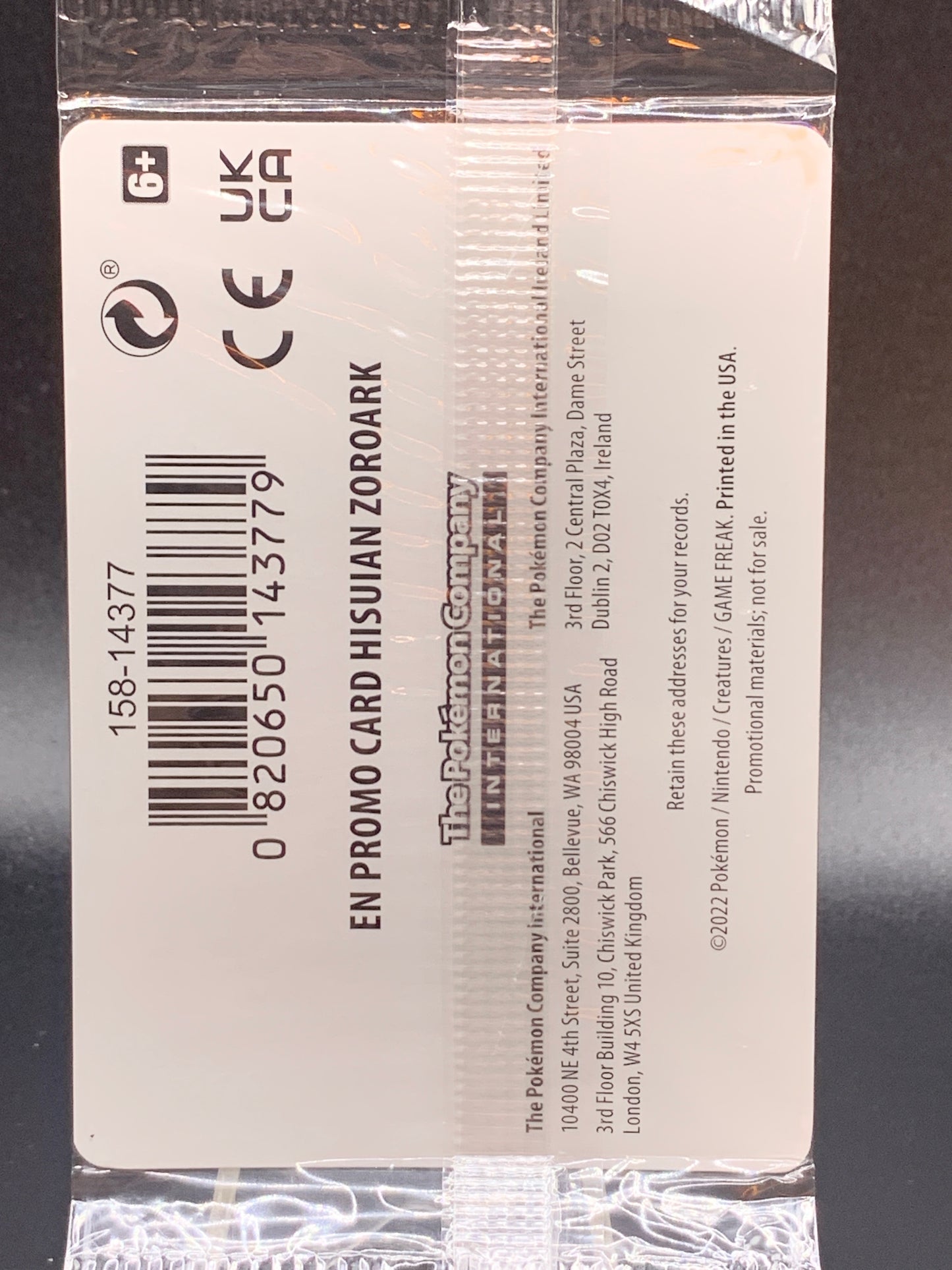Pokémon TCG: 2022 - Hisuian Zoroark - 076/196 - Gamestop Stamped Promo Sealed
