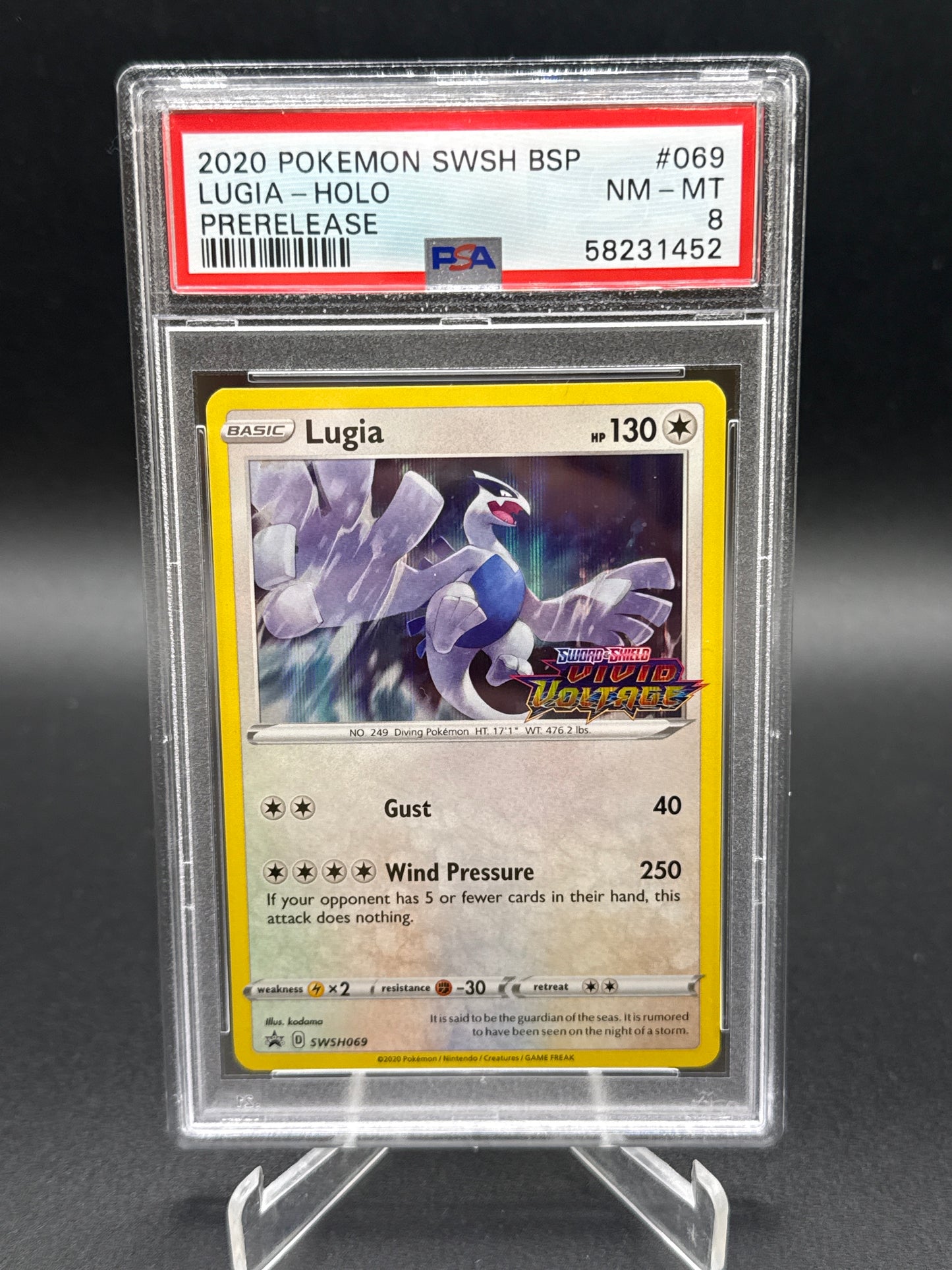 PSA 8 Pokemon TCG: 2020 Lugia SWSH069 - Prerelease - Vivid Voltage