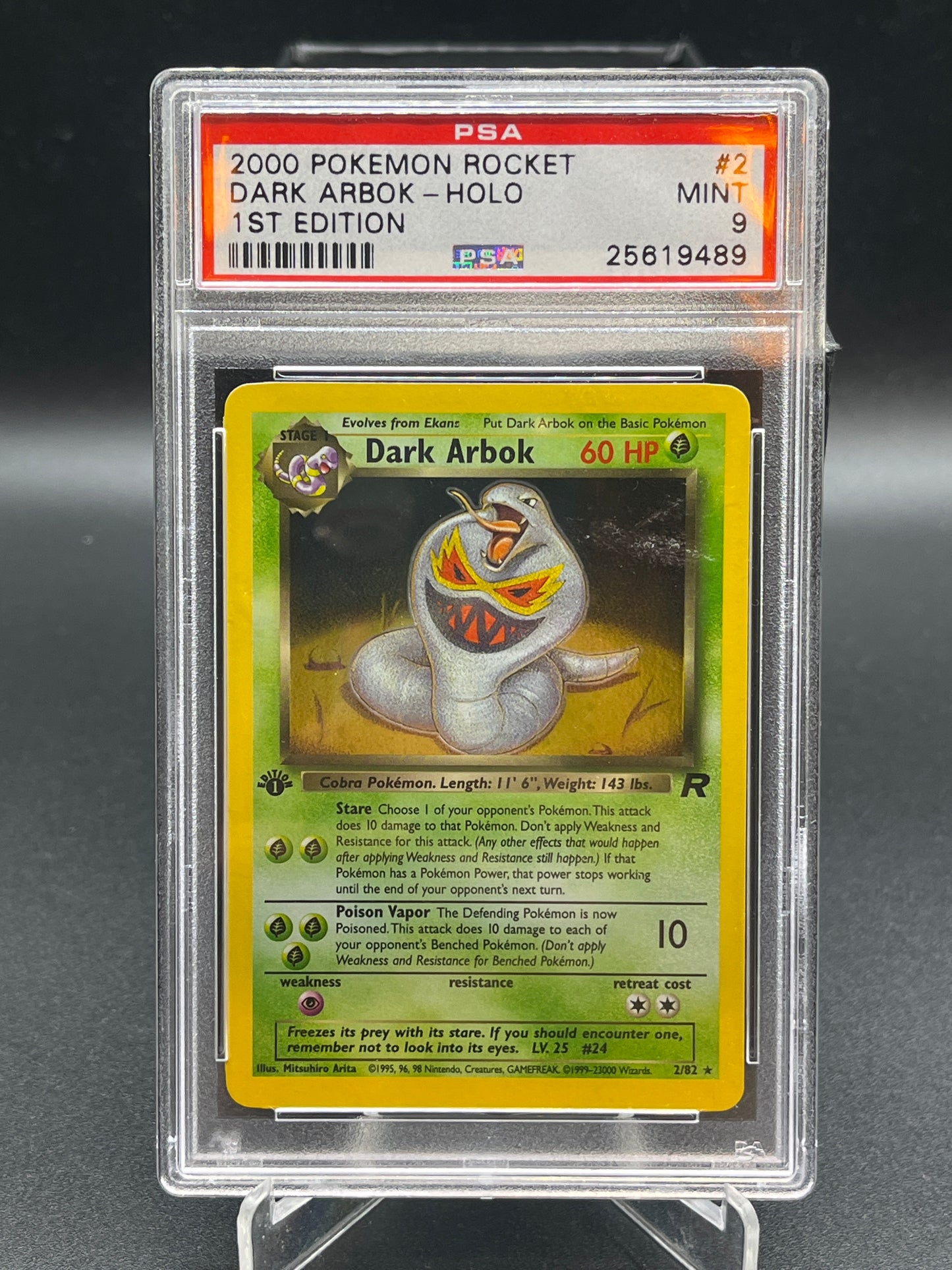 PSA 9 Pokémon TCG: 2000 Dark Arbok 1st Edition Pokemon Rocket 2/82 - 25619489