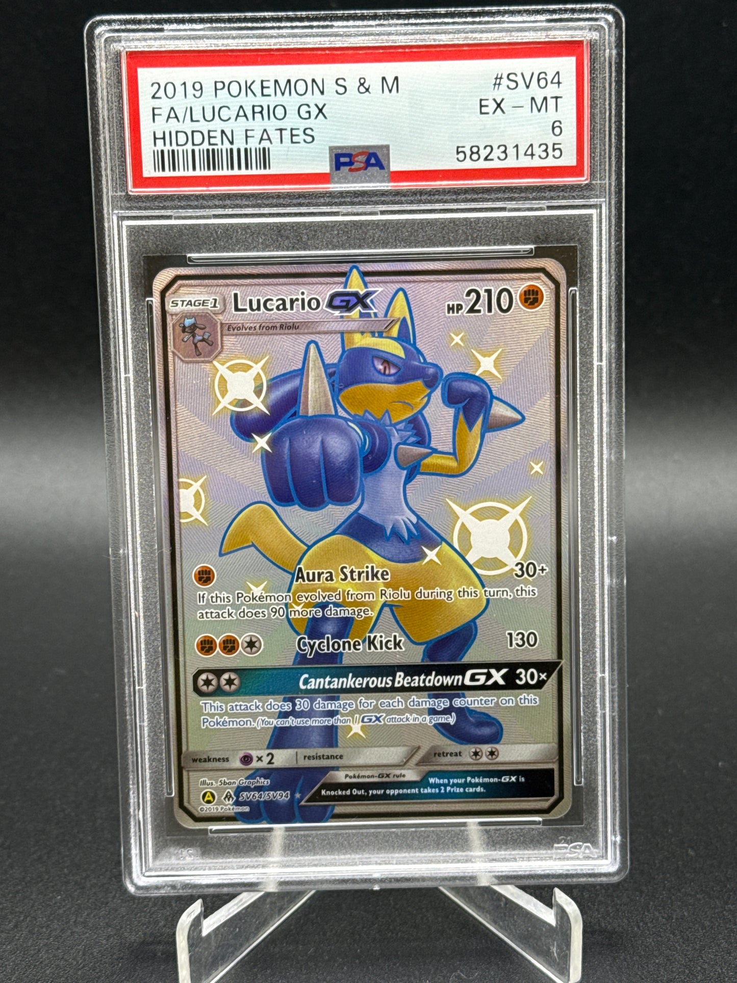 PSA 6 Pokemon TCG: 2019 Lucario GX SV64/SV94 - Sun&Moon - Hidden Fates