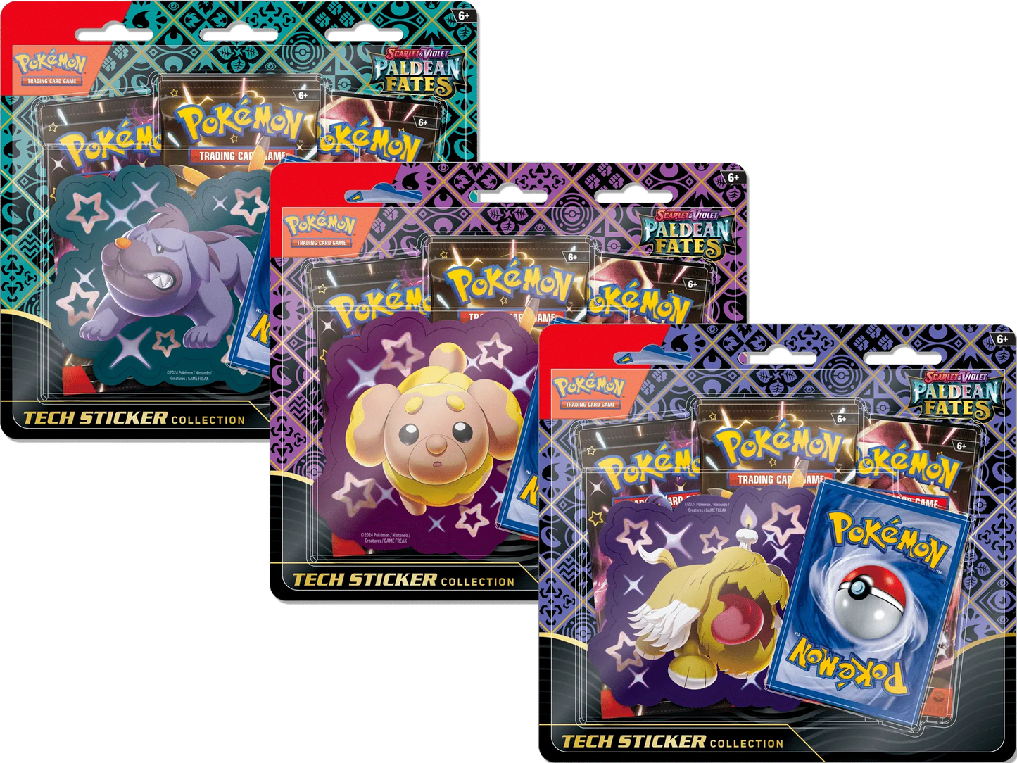 Pokémon TCG: Scarlet & Violet Paldean Fates Tech Sticker Collection 3-Pack Blister