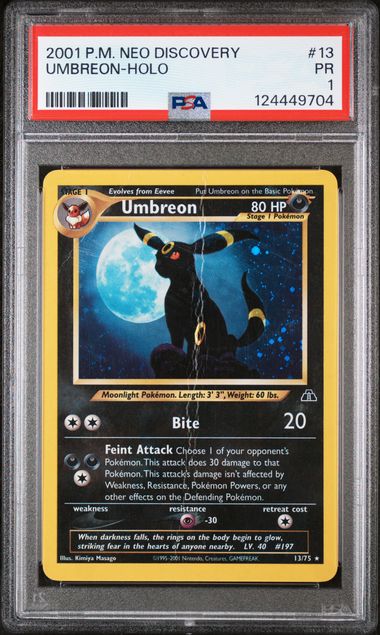 PSA 1 Pokémon TCG: 2001 Umbreon 13/75 Neo DIscovery