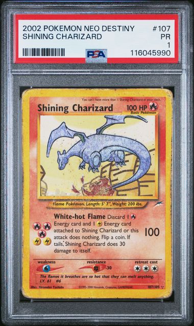 PSA 1 Pokémon TCG: 2000 Shining Charizard - 107/105 - Neo Destiny
