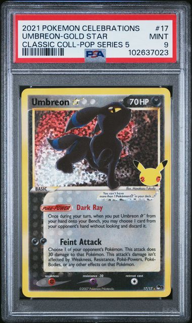 PSA 9 Pokémon TCG: 2021 Pokemon Celebrations - Umbreon Gold Star 17/17 - Classic Collection