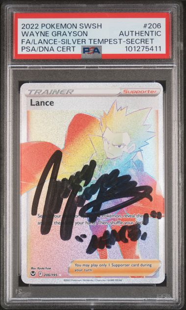 PSA Authentic Signed Wayne Grayson: Pokémon 2022 Lance 206/195 SWSH: Silver Tempest