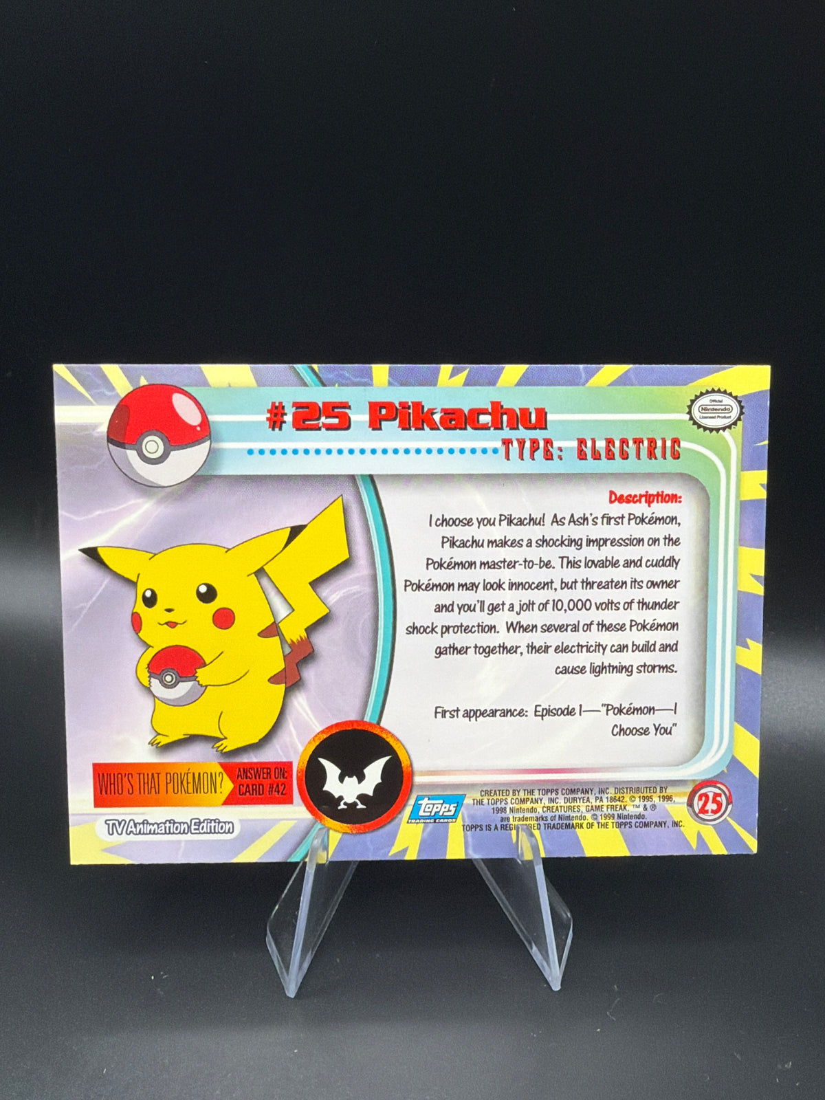 Pokémon: #25 Pikachu - #25 - Topps TV Animation Edition