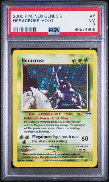 PSA 7 Pokemon TCG: 2000 Heracross 6/111 - Neo Genesis - Holo