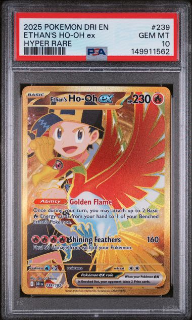 PSA 10 Pokemon TCG: 2025 Ethan's Ho-Oh Ex 239/182 - Destine Rivals - Hyper Rare