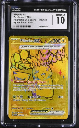 CGC 10 Pokémon TCG: 2025 Pikachu 179/131 - Prismatic Evolutions Hyper rare - Holo