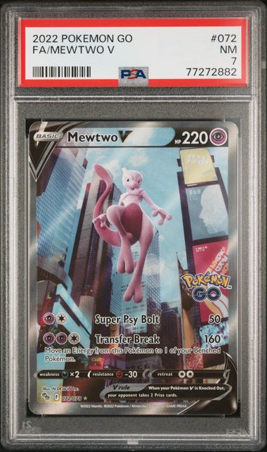 PSA 7 Pokémon TCG: 2022 Mewtwo V 072/078 SWSH: Pokémon Go