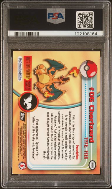 PSA 6 Pokemon TCG: 1999 Topps Pokemon T.V Charizard