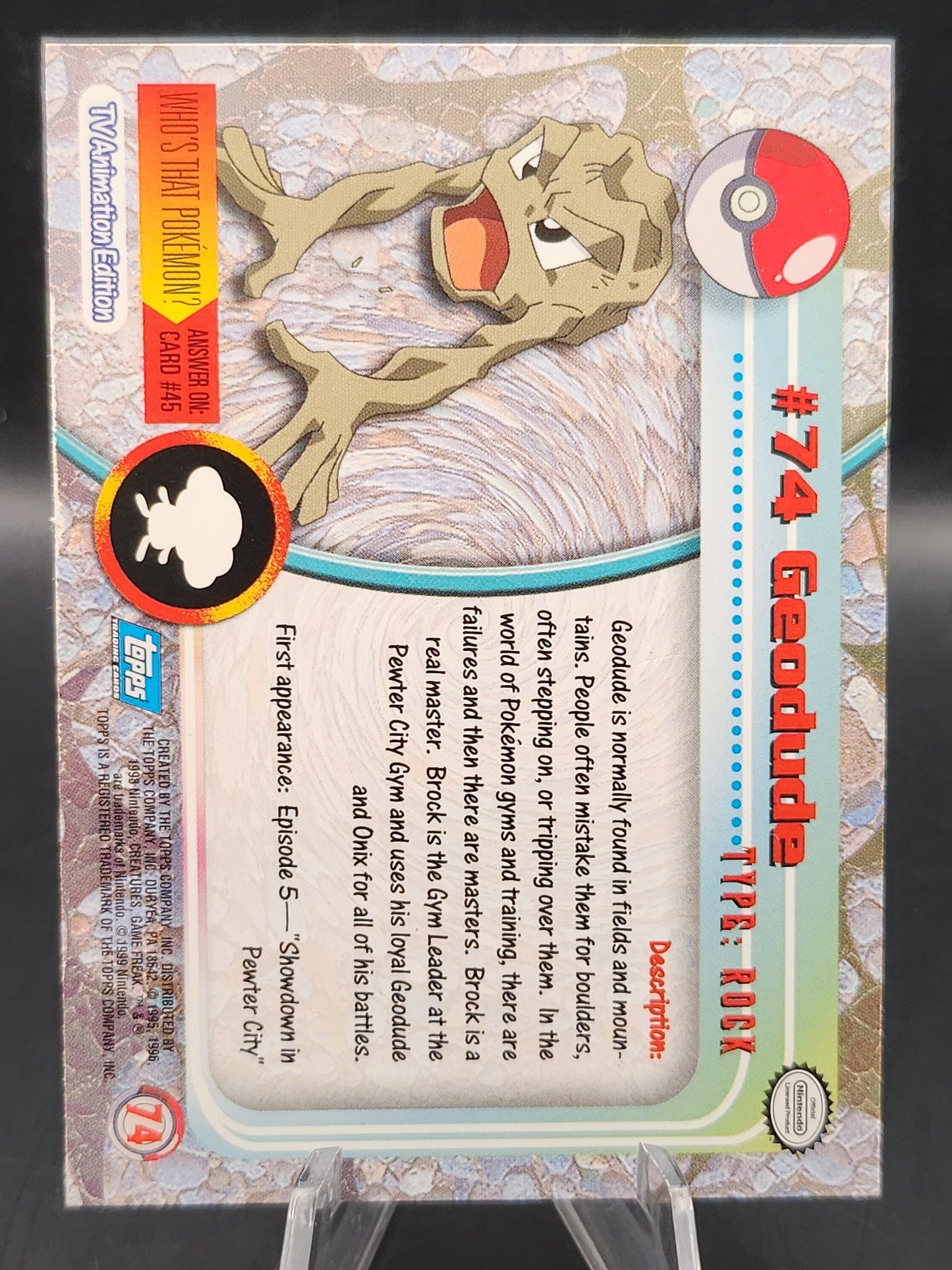 Pokémon TCG: 1999 Geodude #74 Topps Pokémon TV Series