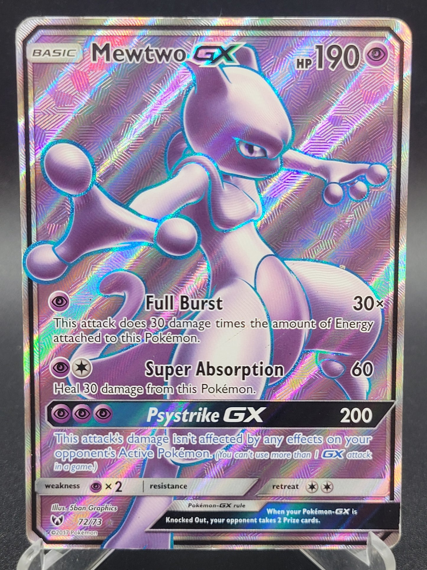 Pokémon TCG: 2017 Mewtwo GX 72/73 SM: Shining Legends (DAMAGED)