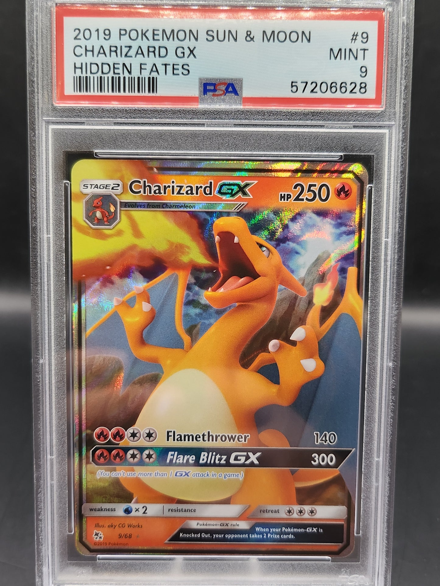 PSA 9 Pokémon TCG: 2019 Charizard GX 9/68 Hidden Fates Sun & Moon