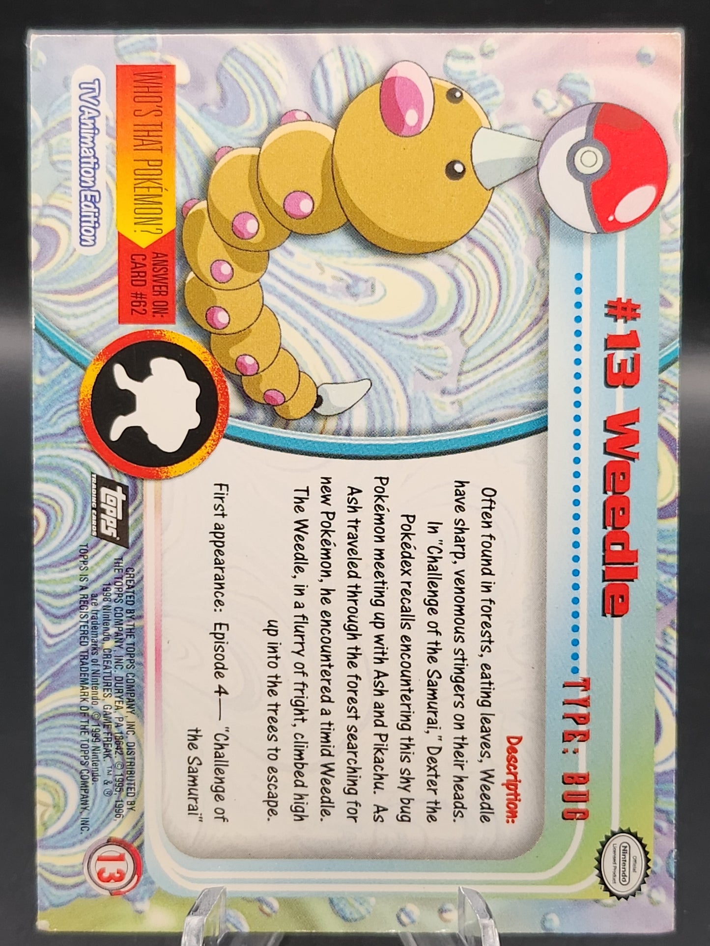 Pokémon TCG: 1999 Weedle #13 Topps Pokémon TV Series
