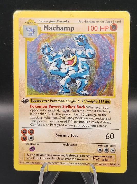 Pokémon TCG: 1999 1st Edition Machamp 8/102 Shadowless Base Set Holo (Damaged)