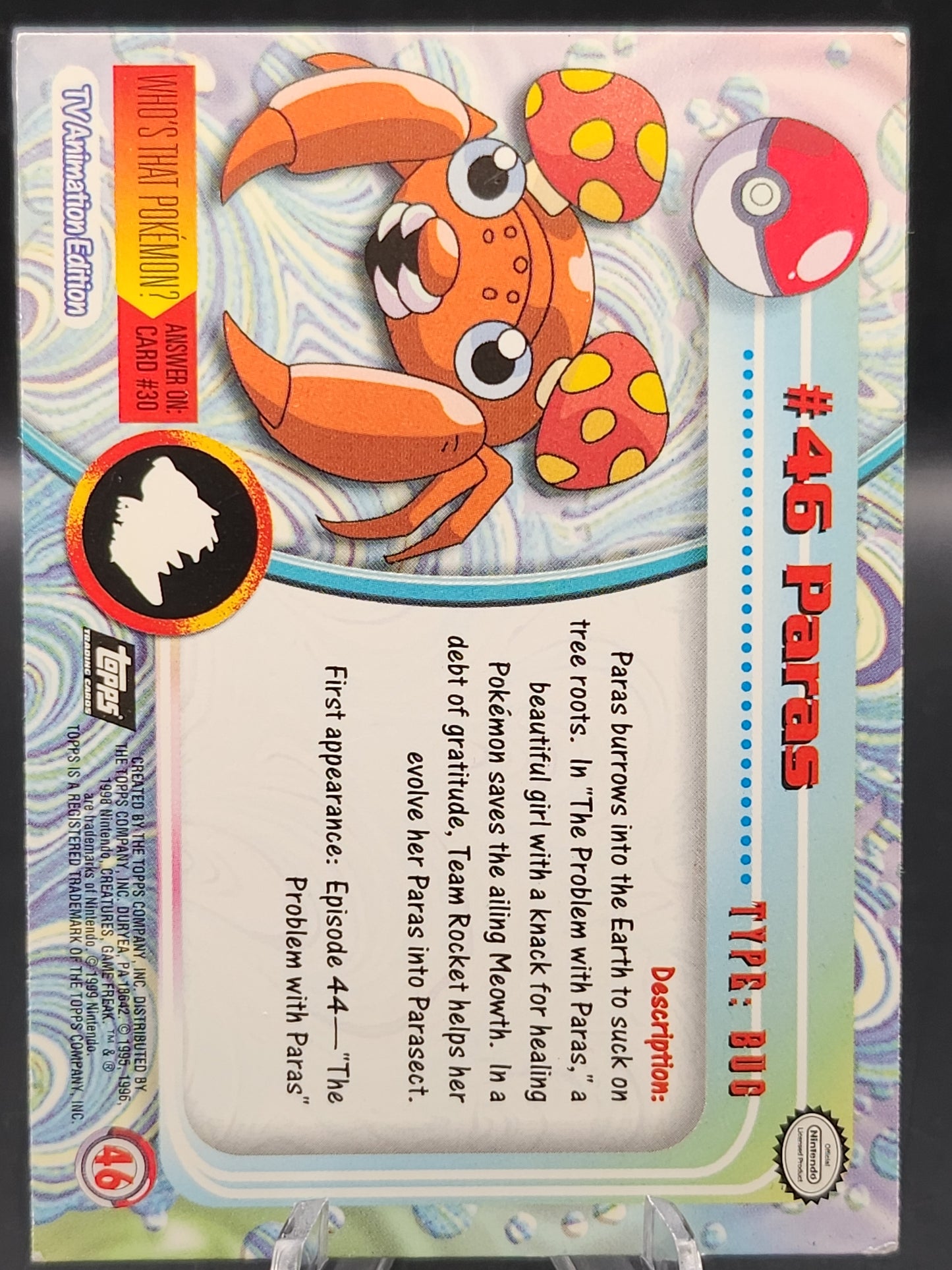 Pokémon TCG: 1999 Paras #46 Topps Pokémon TV Series
