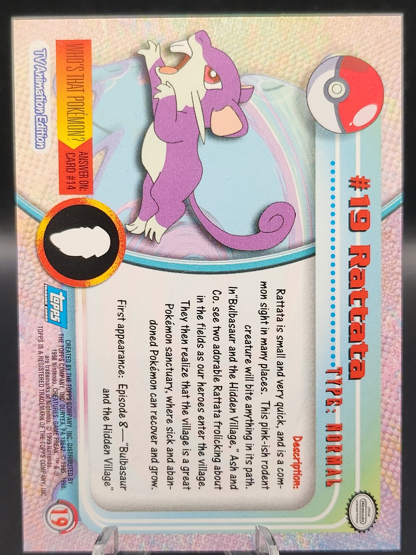 Pokémon TCG: 1999 Rattata #19 Topps Pokémon TV Series