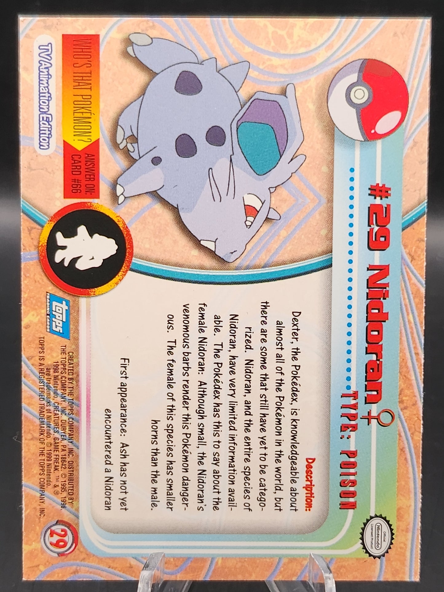 Pokémon TCG: 1999 Nidoran #29 Topps Pokémon TV Series