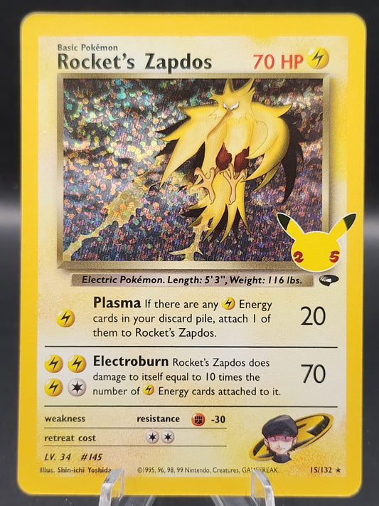 Pokémon TCG: 2021 Rocket's Zapdos 15/132 SWSH: Celebrations Classic Collection (Gym Challenge))