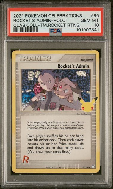 PSA 10 Pokemon TCG: 2021 Rocket's Admin. 86/109 - Classic Collection - Team Rocket Trainers - Celebrations - #101907841