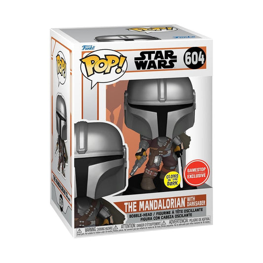 Funko PoP! STAR WARS: The Mandalorian With Darksaber 604 ( GameStop Exclusive & Glow in the Dark)