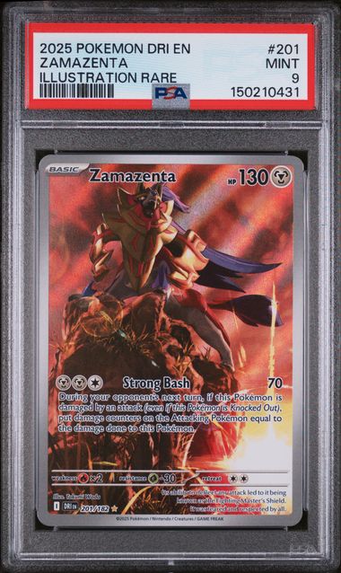 PSA 9 Pokémon TCG: 2025 Zamazenta 201/182 - Destine Rivals illustration rare