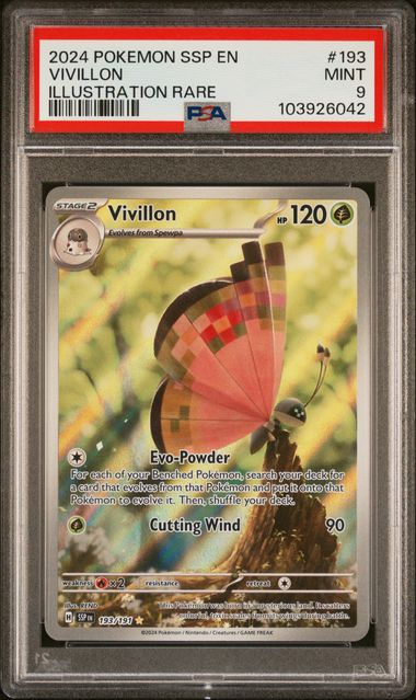 PSA 9 Pokémon TCG 2024 Vivillon - 193/191 S&V: Surging Sparks
