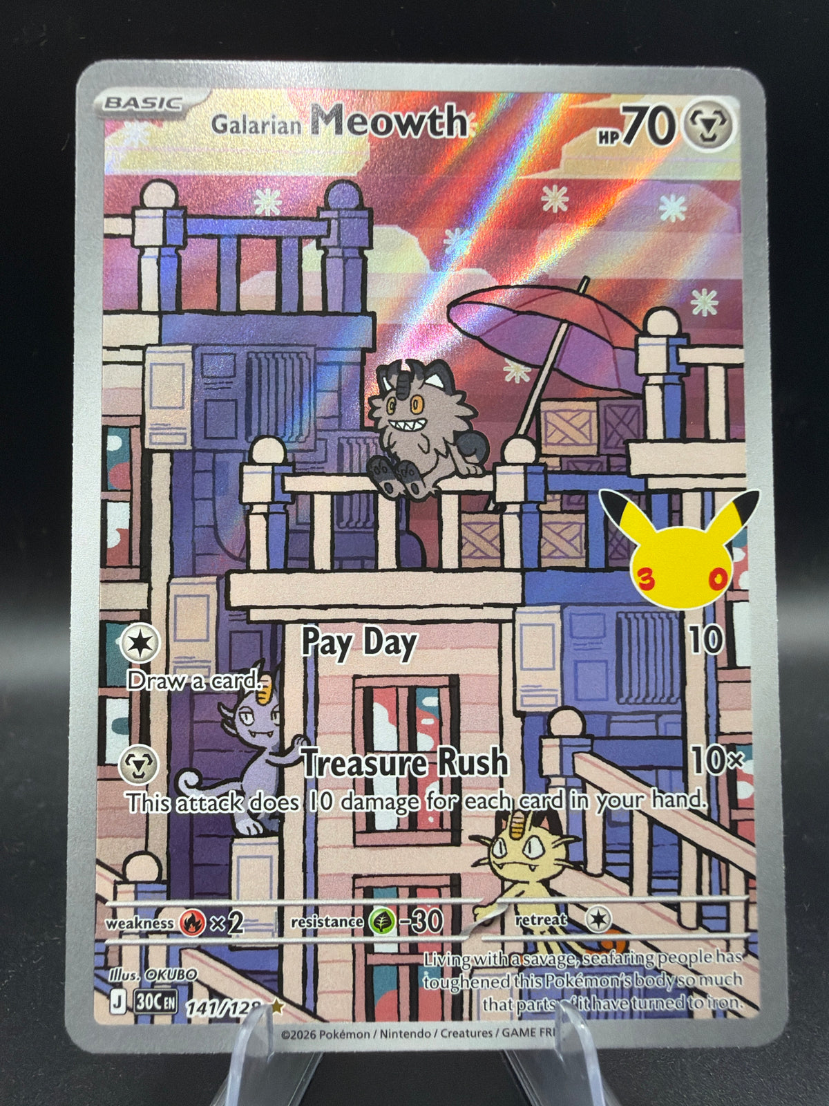 Pokémon TCG: 2026 Galarian Meowth - 141/128 - ME: 30th Celebration (30C)