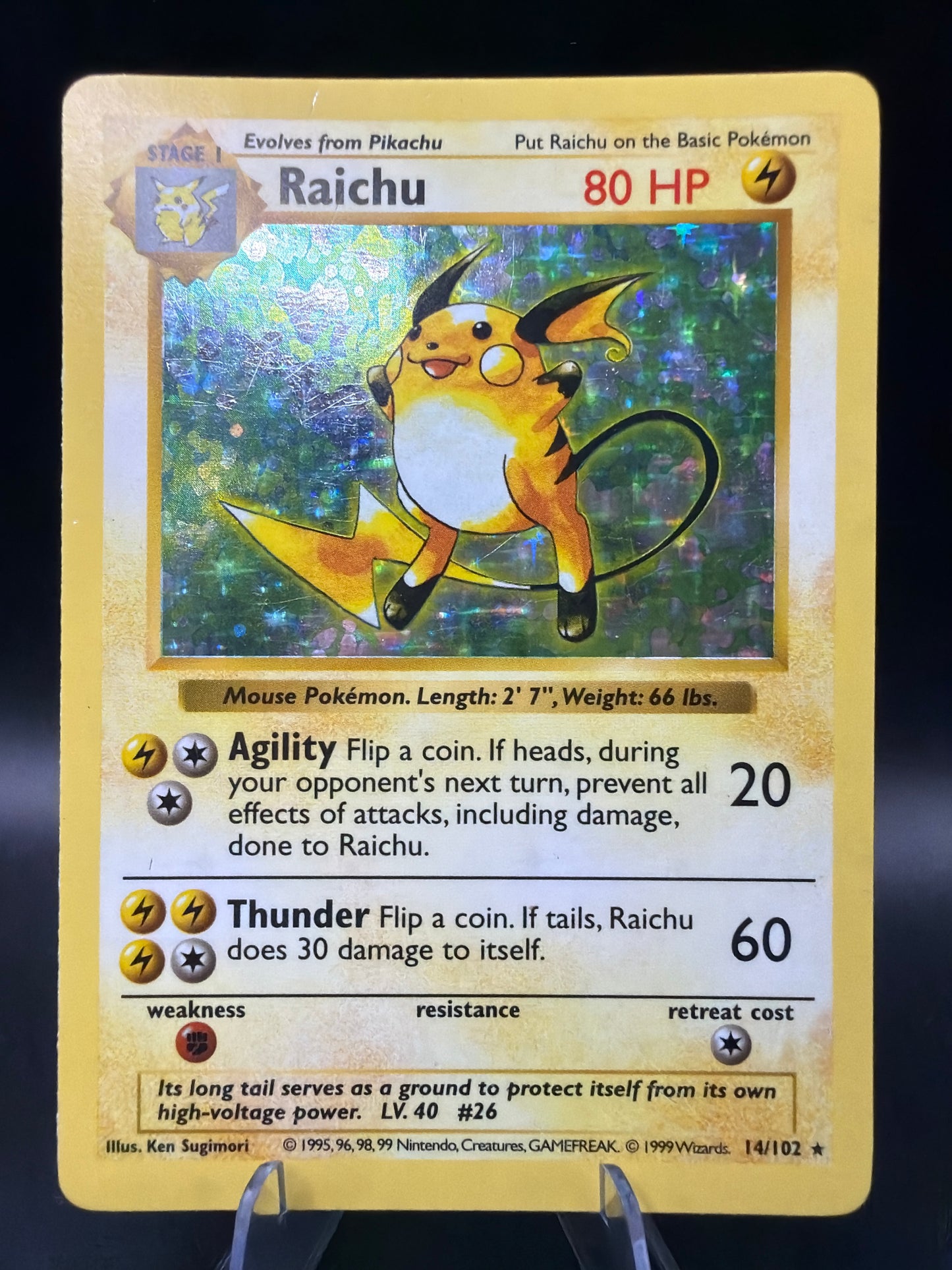 Pokemon TCG - Raichu - Base Set Shadowless- 14/102