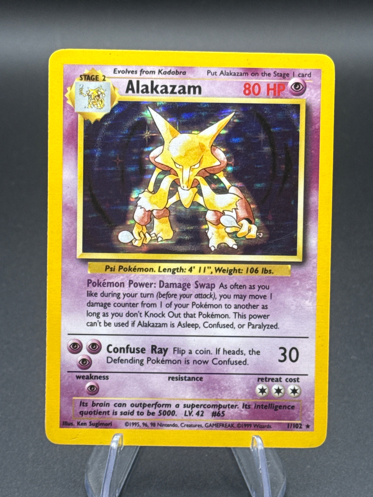 Pokémon TCG: 1999 Alakazam 1/102 Base Set Holo