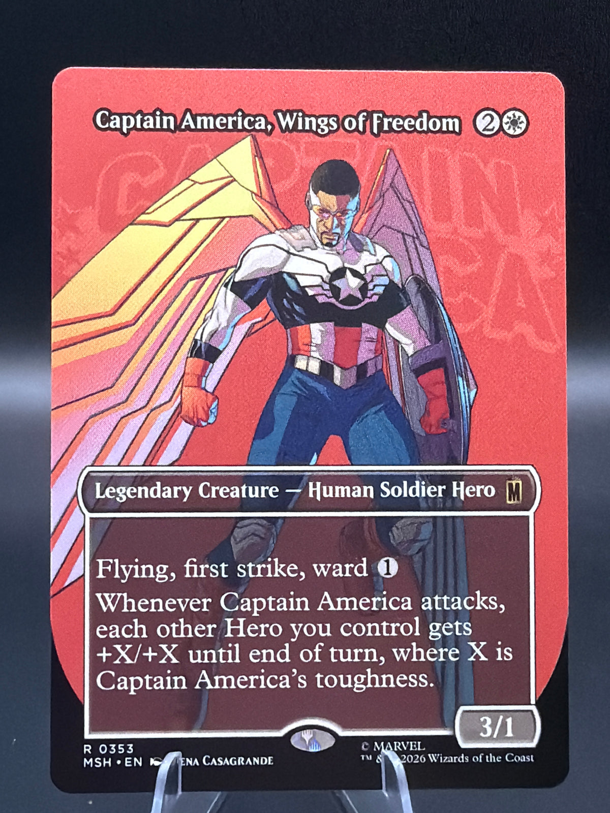 MTG TCG: 2026 Captain America, Super-Soldier (Borderless) - 0353 - Marvel Super Heroes (MSH) (Copy)