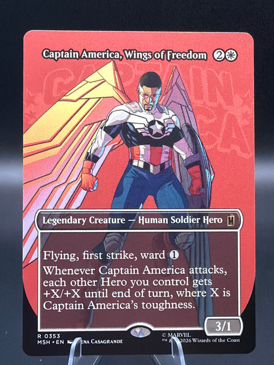 MTG TCG: 2026 Captain America, Super-Soldier (Borderless) - 0353 - Marvel Super Heroes (MSH) (Copy)