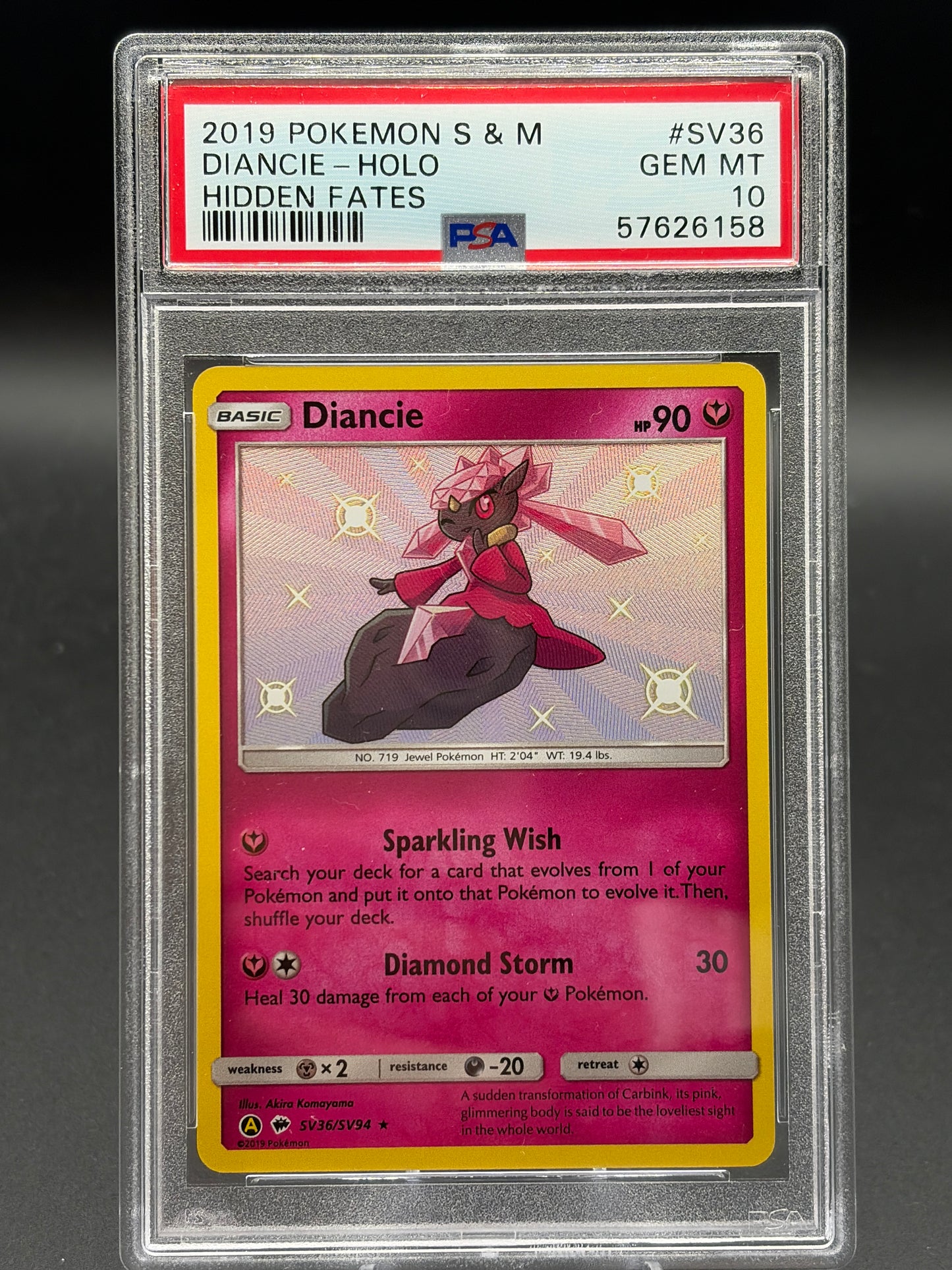 PSA 10 Pokémon TCG: 2019 POKEMON SUN & MOON HIDDEN FATES #SV36 DIANCIE-HOLO HIDDEN FATES